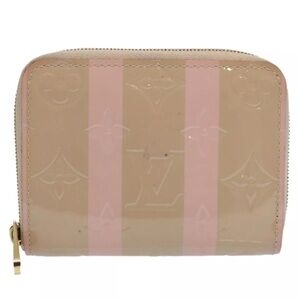 Louis Vuitton Vernis Rayures Zippy Coin Dune Pink Stripe Compact Card Zip Wallet